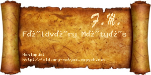 Földváry Mátyás névjegykártya