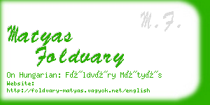 matyas foldvary business card